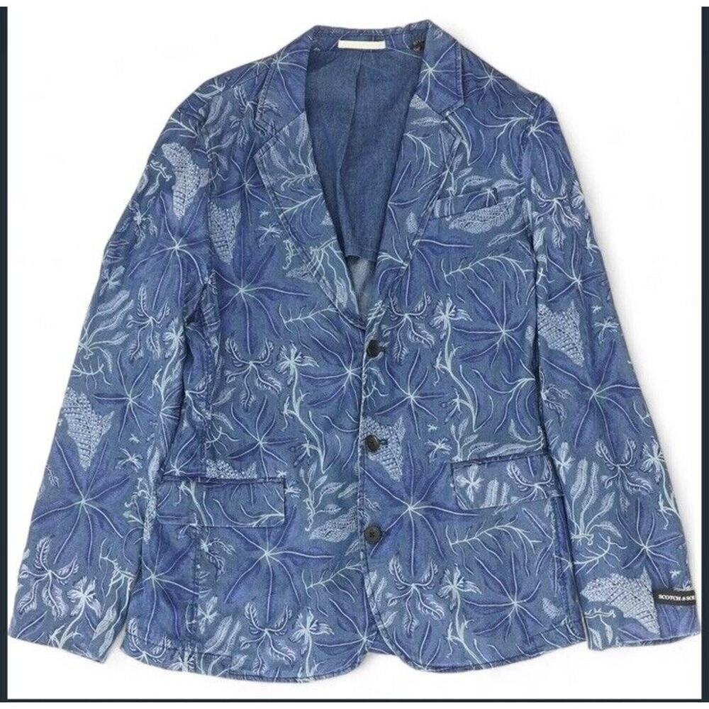 SCOTCH & SODA Men's Blue Floral Blazer Jacket 165889 Size Large NWT
